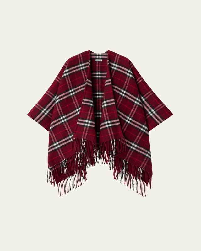 Charlotte Check Wool Cashmere Cape